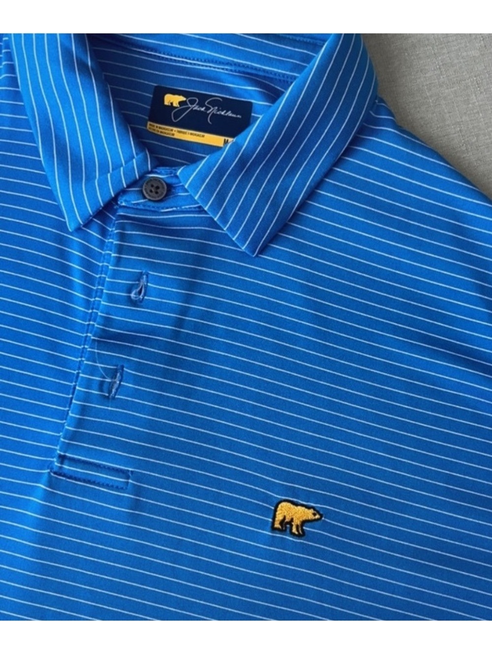 Jack Nicklaus Golden Bear Polo Golf Shirt Men’s Blue Striped